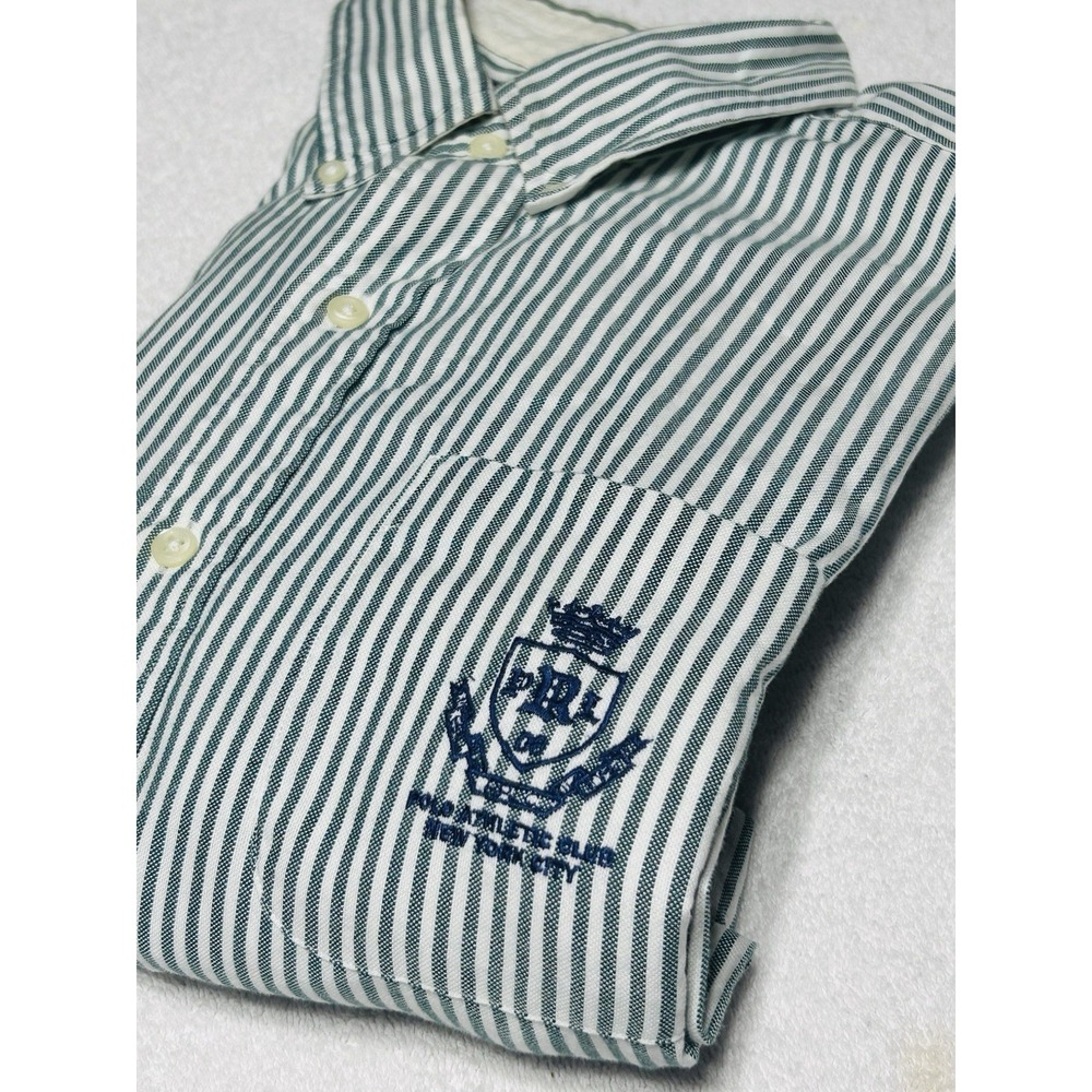 VTG Ralph Lauren Men's M New York Athletic Club Striped Button-Down Shirt Green
